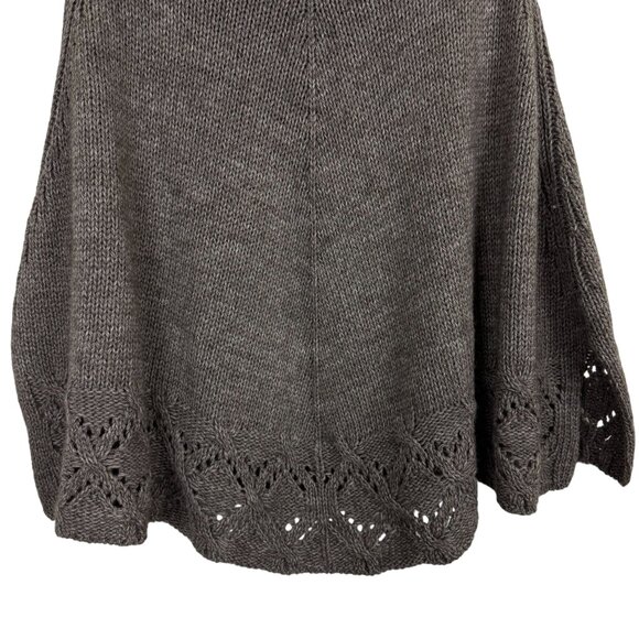 Sperico Italy Knit Wool Alpaca Blend Poncho Sweater OS Cowl Neck Lace Trim Brown - Picture 8 of 9